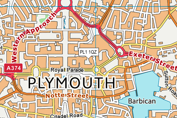 PL1 1QZ map - OS VectorMap District (Ordnance Survey)