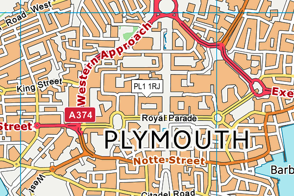 PL1 1RJ map - OS VectorMap District (Ordnance Survey)