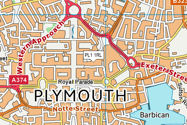 PL1 1RL map - OS VectorMap District (Ordnance Survey)