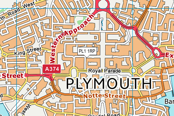 PL1 1RP map - OS VectorMap District (Ordnance Survey)