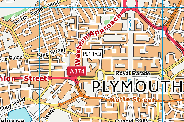 PL1 1RQ map - OS VectorMap District (Ordnance Survey)