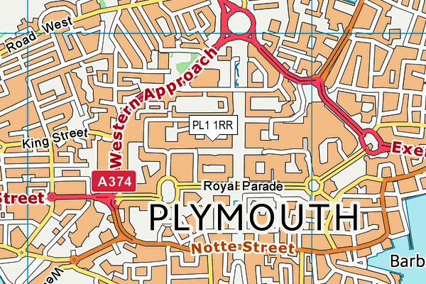 PL1 1RR map - OS VectorMap District (Ordnance Survey)