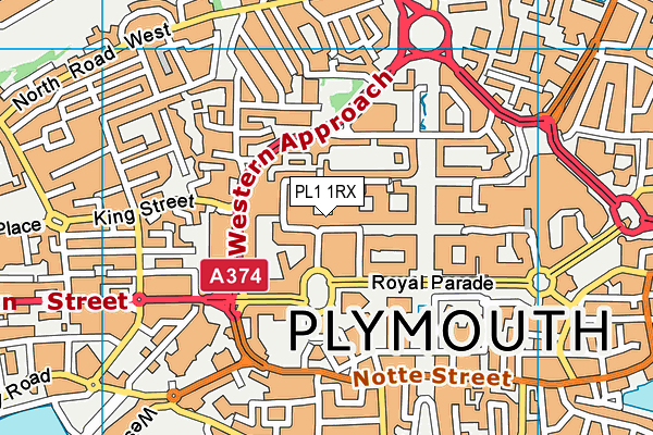 PL1 1RX map - OS VectorMap District (Ordnance Survey)