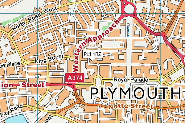 PL1 1RZ map - OS VectorMap District (Ordnance Survey)