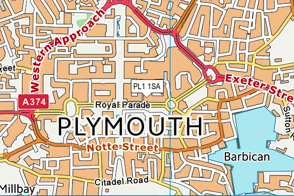 PL1 1SA map - OS VectorMap District (Ordnance Survey)