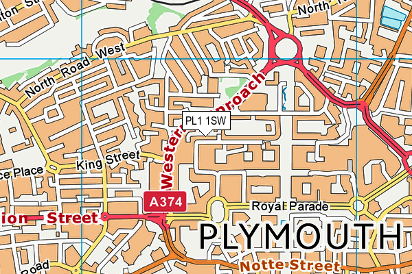 PL1 1SW map - OS VectorMap District (Ordnance Survey)