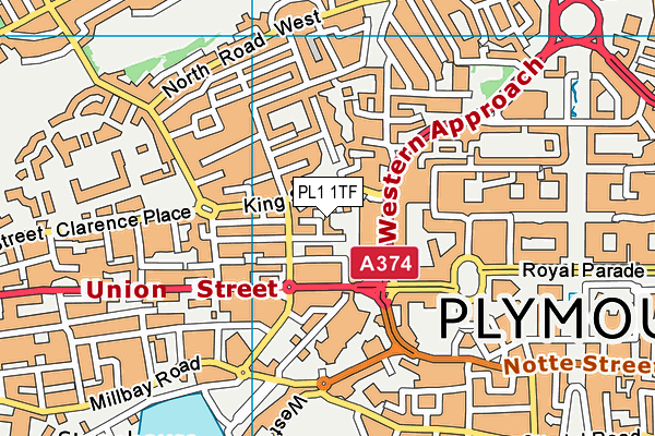 PL1 1TF map - OS VectorMap District (Ordnance Survey)