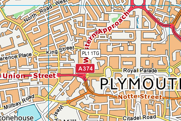 PL1 1TG map - OS VectorMap District (Ordnance Survey)