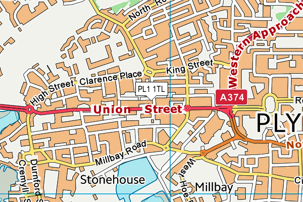 PL1 1TL map - OS VectorMap District (Ordnance Survey)