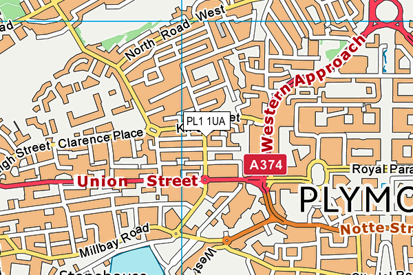 PL1 1UA map - OS VectorMap District (Ordnance Survey)