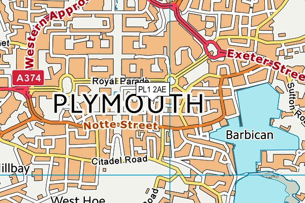 PL1 2AE map - OS VectorMap District (Ordnance Survey)