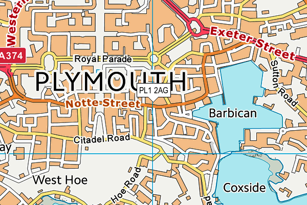 PL1 2AG map - OS VectorMap District (Ordnance Survey)