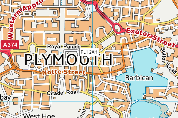 PL1 2AH map - OS VectorMap District (Ordnance Survey)