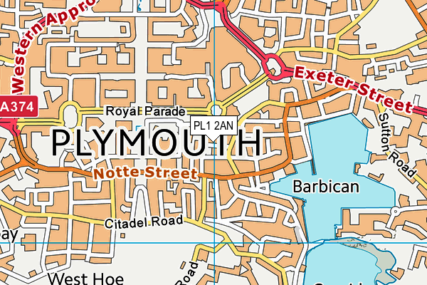 PL1 2AN map - OS VectorMap District (Ordnance Survey)