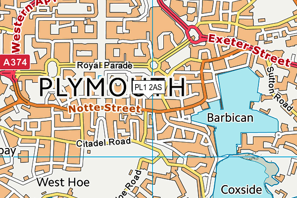 PL1 2AS map - OS VectorMap District (Ordnance Survey)