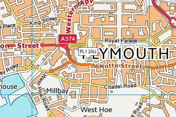 PL1 2AU map - OS VectorMap District (Ordnance Survey)