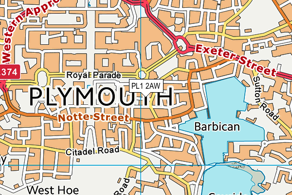 PL1 2AW map - OS VectorMap District (Ordnance Survey)