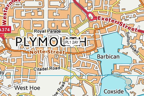 PL1 2AY map - OS VectorMap District (Ordnance Survey)