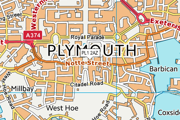 PL1 2AZ map - OS VectorMap District (Ordnance Survey)