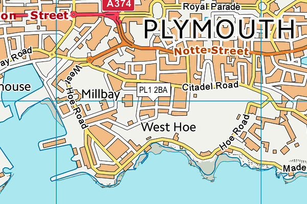 PL1 2BA map - OS VectorMap District (Ordnance Survey)