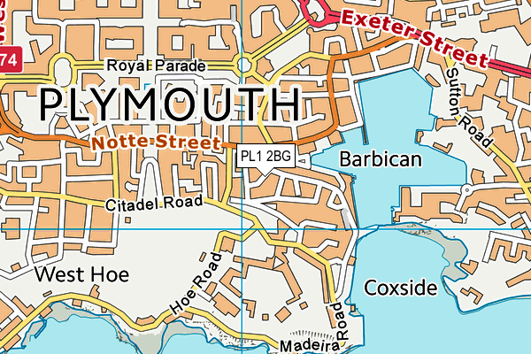 PL1 2BG map - OS VectorMap District (Ordnance Survey)