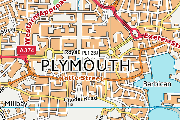 PL1 2BJ map - OS VectorMap District (Ordnance Survey)