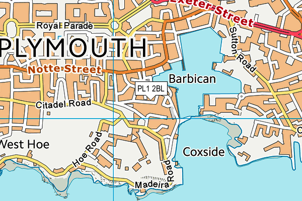 PL1 2BL map - OS VectorMap District (Ordnance Survey)