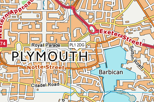 PL1 2DG map - OS VectorMap District (Ordnance Survey)