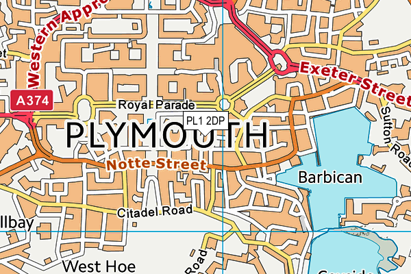 PL1 2DP map - OS VectorMap District (Ordnance Survey)