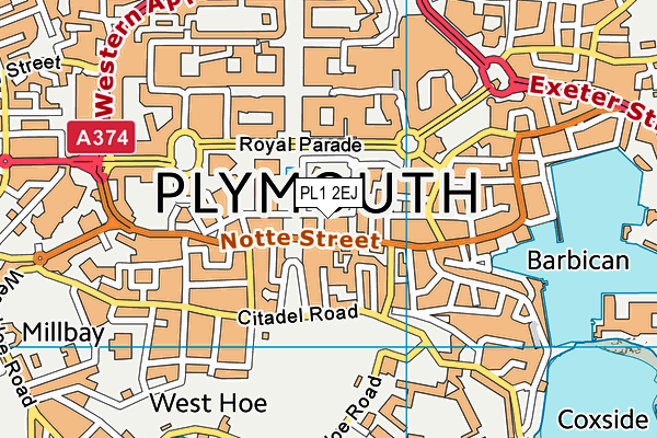 PL1 2EJ map - OS VectorMap District (Ordnance Survey)