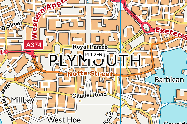 PL1 2ER map - OS VectorMap District (Ordnance Survey)