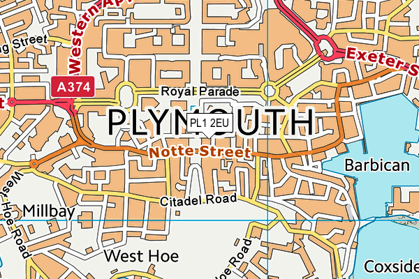 PL1 2EU map - OS VectorMap District (Ordnance Survey)