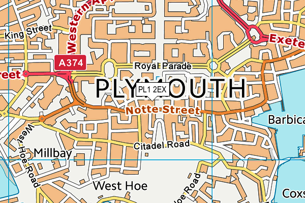 PL1 2EX map - OS VectorMap District (Ordnance Survey)