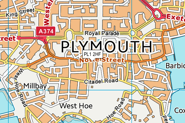 PL1 2HF map - OS VectorMap District (Ordnance Survey)