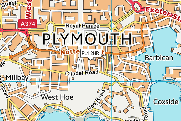 PL1 2HR map - OS VectorMap District (Ordnance Survey)