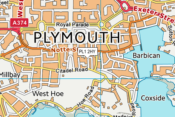 PL1 2HY map - OS VectorMap District (Ordnance Survey)