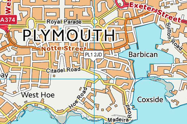 PL1 2JD map - OS VectorMap District (Ordnance Survey)