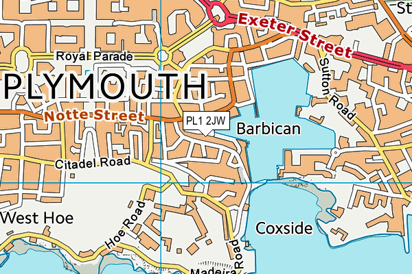 PL1 2JW map - OS VectorMap District (Ordnance Survey)