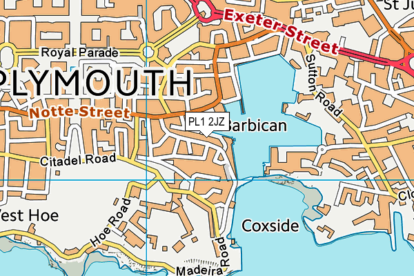 PL1 2JZ map - OS VectorMap District (Ordnance Survey)