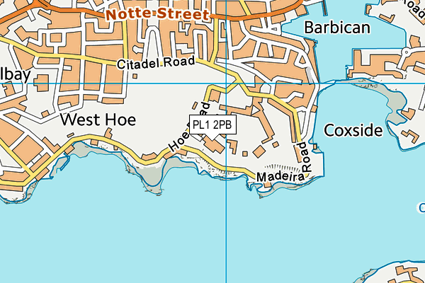 PL1 2PB map - OS VectorMap District (Ordnance Survey)