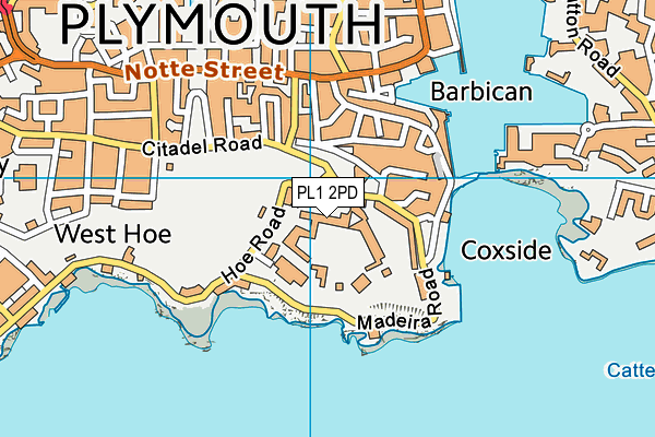 PL1 2PD map - OS VectorMap District (Ordnance Survey)