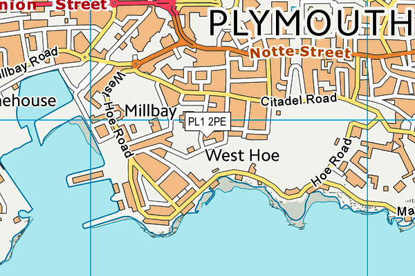 PL1 2PE map - OS VectorMap District (Ordnance Survey)