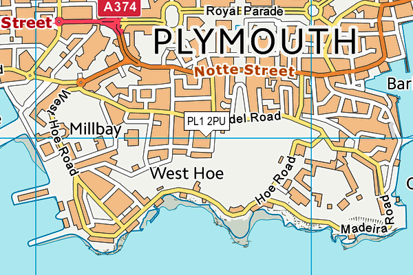 PL1 2PU map - OS VectorMap District (Ordnance Survey)