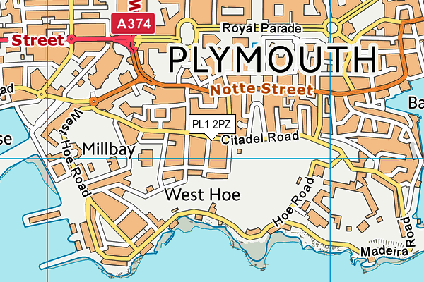 PL1 2PZ map - OS VectorMap District (Ordnance Survey)