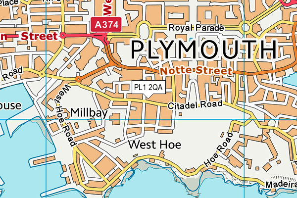 PL1 2QA map - OS VectorMap District (Ordnance Survey)