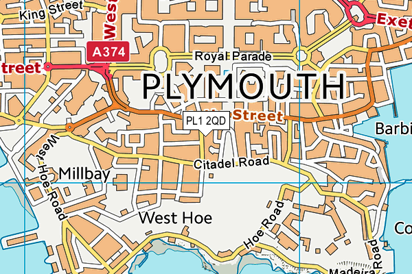 PL1 2QD map - OS VectorMap District (Ordnance Survey)