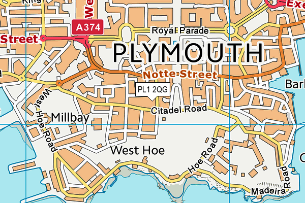 PL1 2QG map - OS VectorMap District (Ordnance Survey)