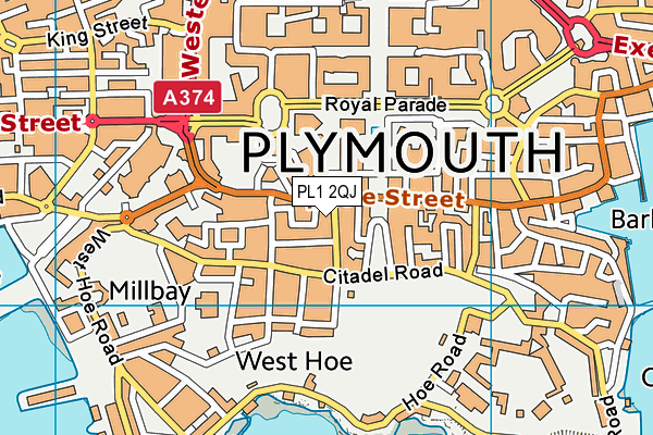 PL1 2QJ map - OS VectorMap District (Ordnance Survey)