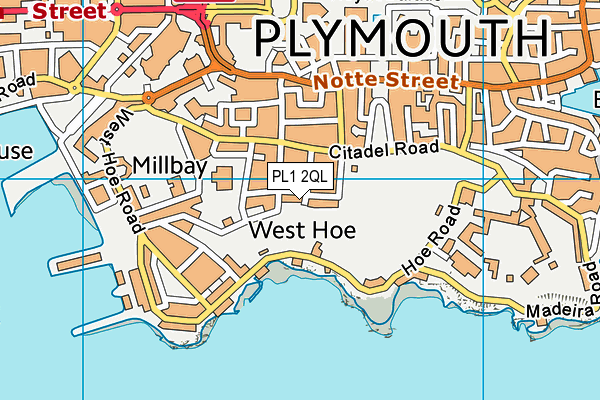 PL1 2QL map - OS VectorMap District (Ordnance Survey)