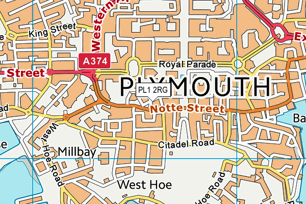 PL1 2RG map - OS VectorMap District (Ordnance Survey)